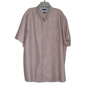 Interaffair Mens Button Down Shirt Size 3XL Pink White Short Sleeve Work Preppy